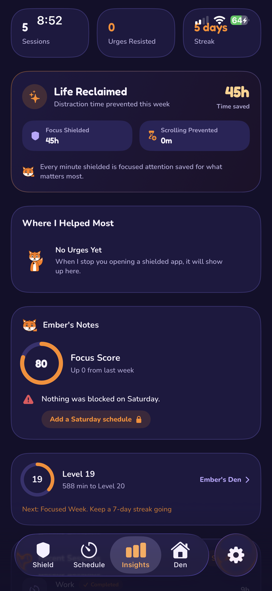 Companion notes and milestone progress in Ember